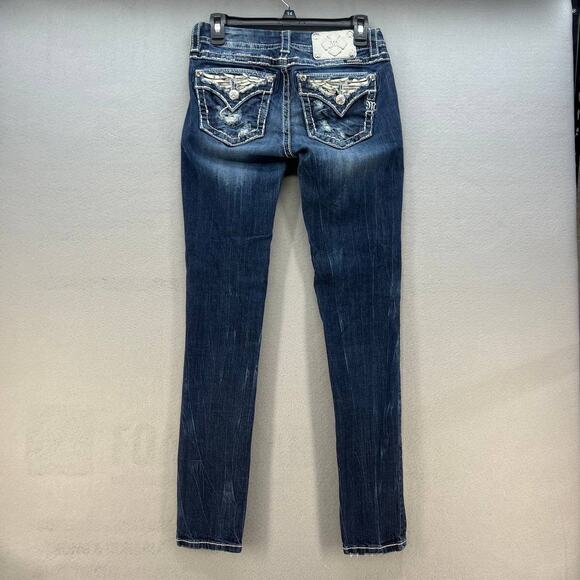 Miss Me Women's Skinny Jeans Size 26 (2) Angel Wings Biker Moto Bling School - Picture 3 of 15